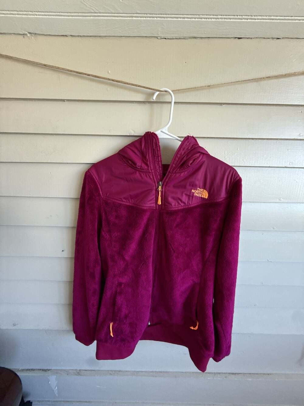 The North Face Women's Pink Full Zip Hooded Fleece Jacket Size L